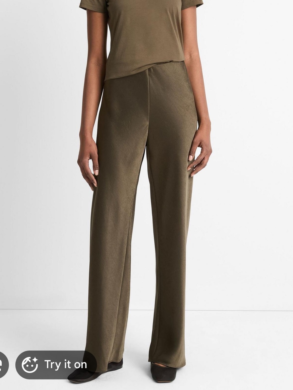 Vince Olive Green Wide-Leg Pants